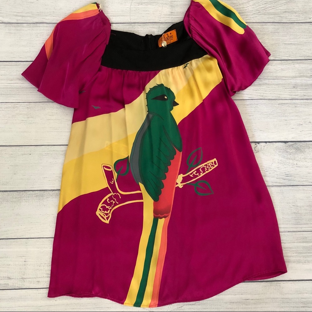 NEW Voom by Joy Han Silk Shift Dress Parrot Tunic